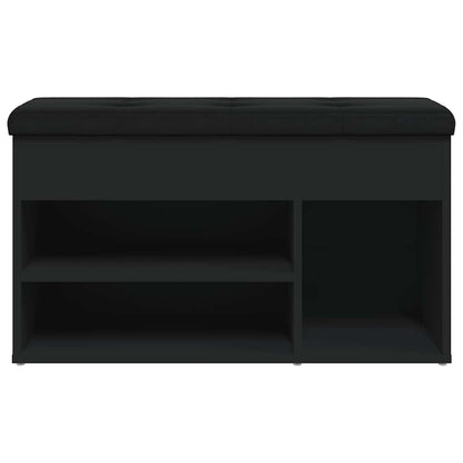 Panca Porta Scarpe Nera 82x32x45,5 cm in Legno Multistrato | homemem39