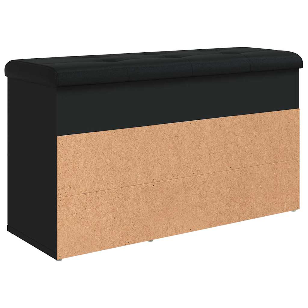 Panca Porta Scarpe Nera 82x32x45,5 cm in Legno Multistrato | homemem39