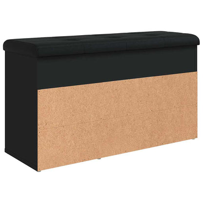 Panca Porta Scarpe Nera 82x32x45,5 cm in Legno Multistrato | homemem39