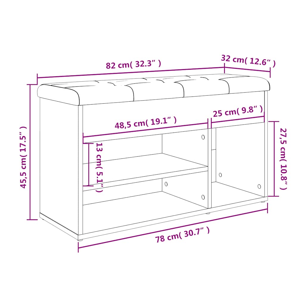 Panca Porta Scarpe Nera 82x32x45,5 cm in Legno Multistrato | homemem39