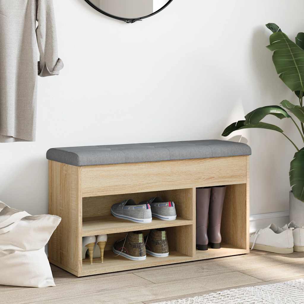 Panca Porta Scarpe Rovere Sonoma 82x32x45,5cm Legno Multistrato | homemem39