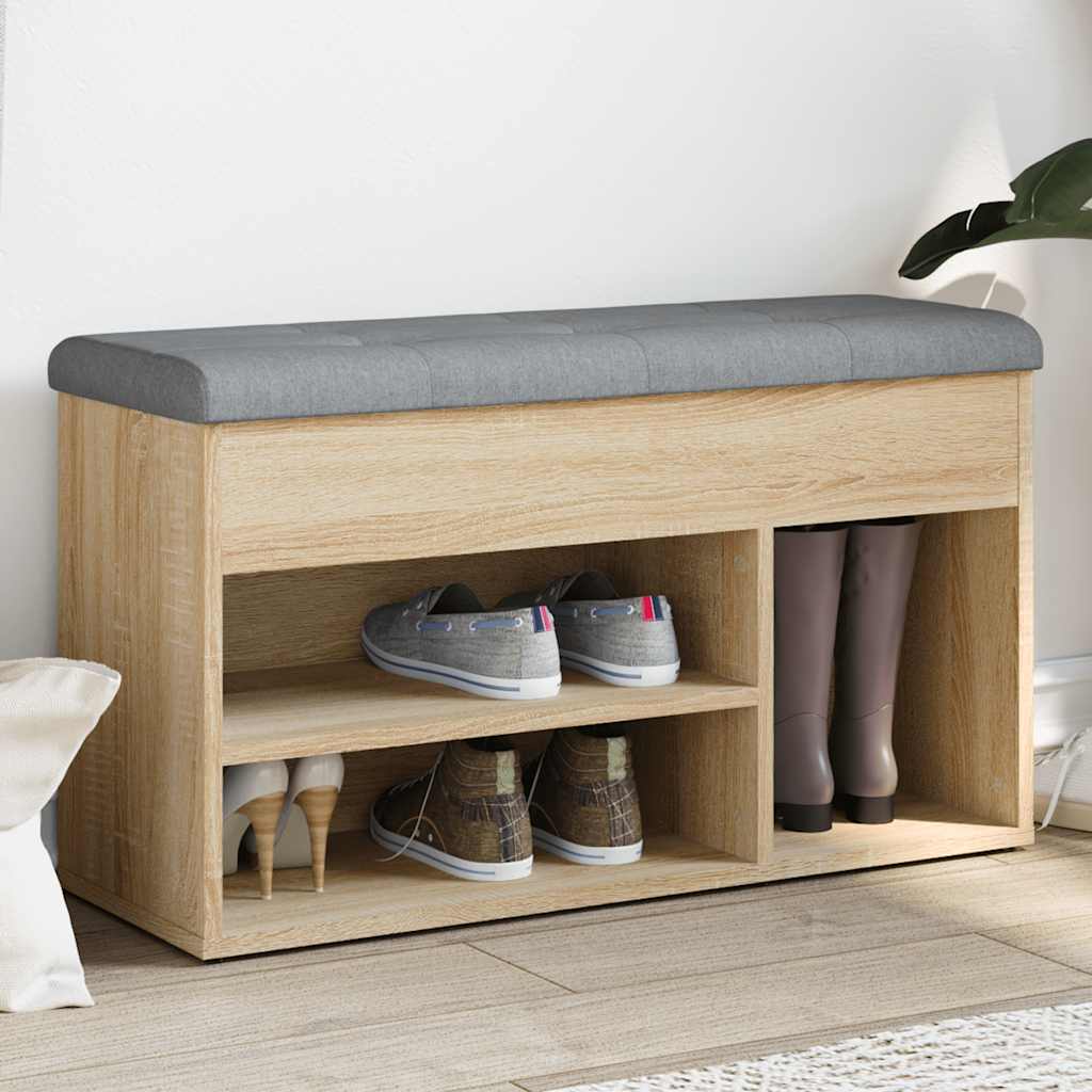 Panca Porta Scarpe Rovere Sonoma 82x32x45,5cm Legno Multistrato | homemem39