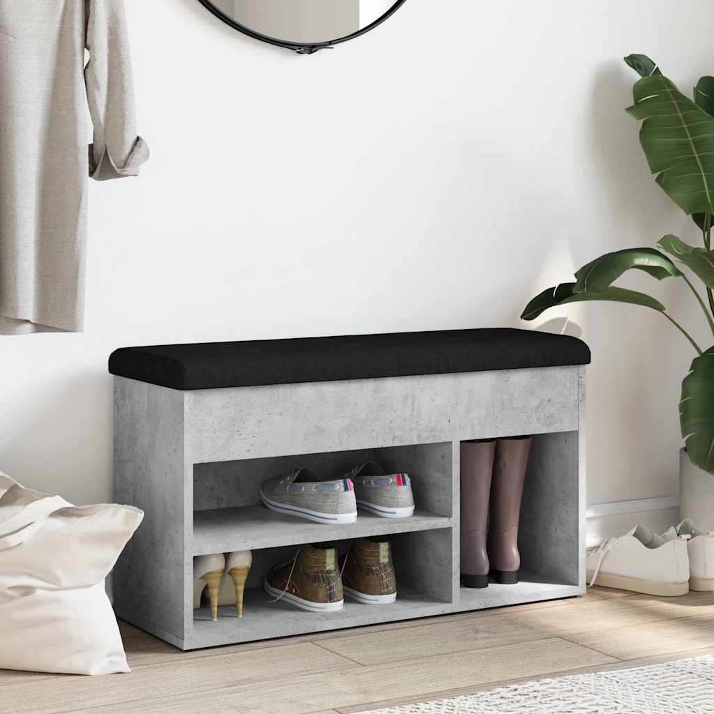 Panca per Scarpe Grigio Cemento 82x32x45,5cm Legno Multistrato | homemem39