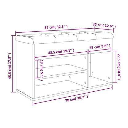 Panca per Scarpe Grigio Cemento 82x32x45,5cm Legno Multistrato | homemem39