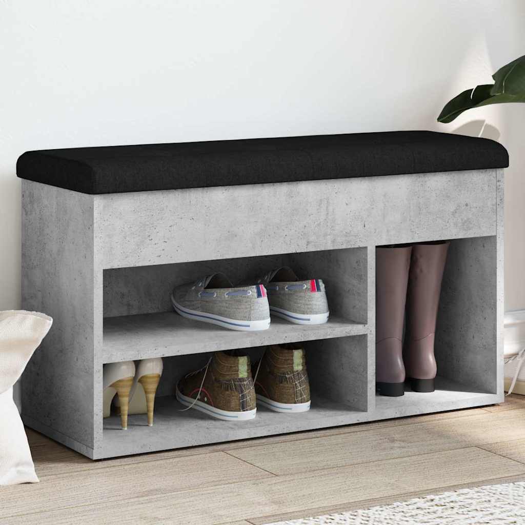 Panca per Scarpe Grigio Cemento 82x32x45,5cm Legno Multistrato | homemem39