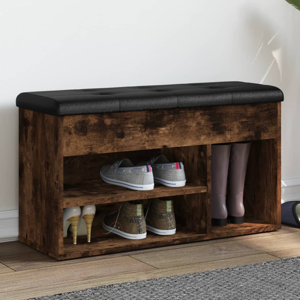 Panca Porta Scarpe Rovere Fumo 82x32x45,5 cm Legno Multistrato | homemem39