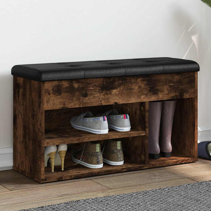Panca Porta Scarpe Rovere Fumo 82x32x45,5 cm Legno Multistrato