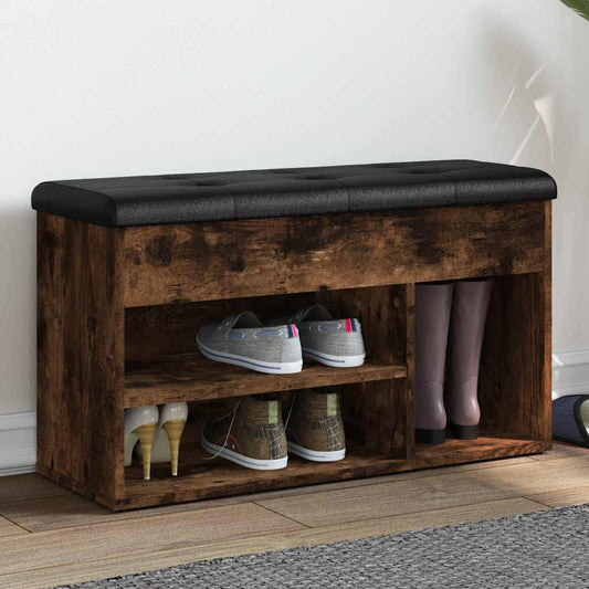 Panca Porta Scarpe Rovere Fumo 82x32x45,5 cm Legno Multistrato