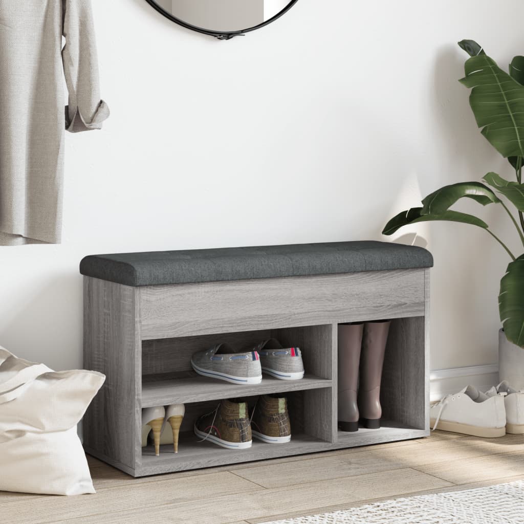 Panca Porta Scarpe Grigio Sonoma 82x32x45,5cm Legno Multistrato | homemem39