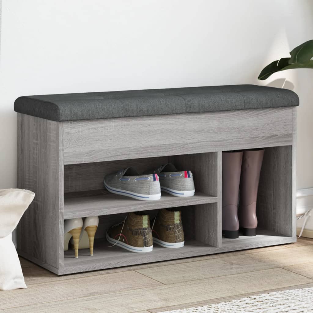Panca Porta Scarpe Grigio Sonoma 82x32x45,5cm Legno Multistrato | homemem39