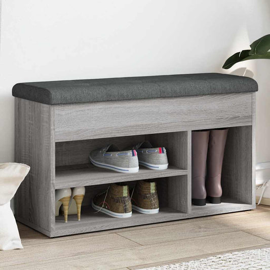 Panca Porta Scarpe Grigio Sonoma 82x32x45,5cm Legno Multistrato