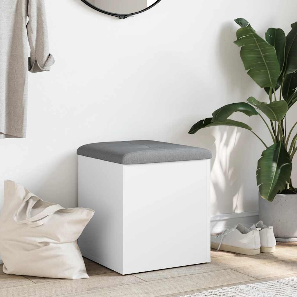 Panca contenitore bianca 42x42x45 cm in legno ingegnerizzato | homemem39