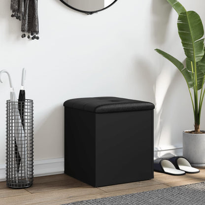 Panca Portaoggetti Nera 42x42x45 cm in Legno Multistrato - homemem39