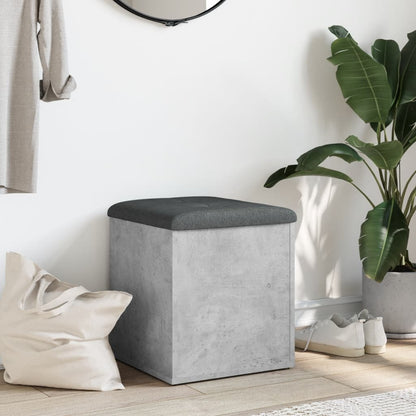Panca Portaoggetti Grigio Cemento 42x42x45 cm Legno Multistrato - homemem39