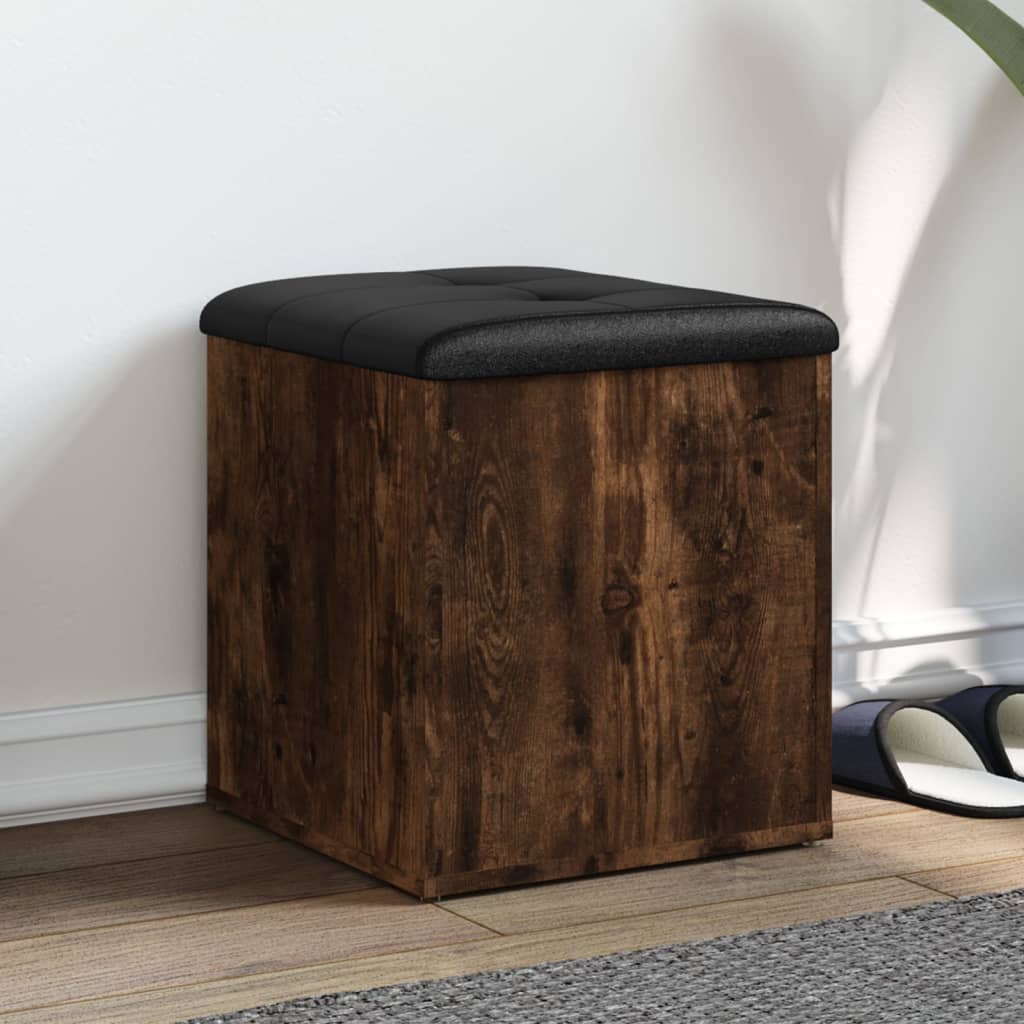 Panca Portaoggetti Rovere Fumo 42x42x45 cm Legno Multistrato | homemem39