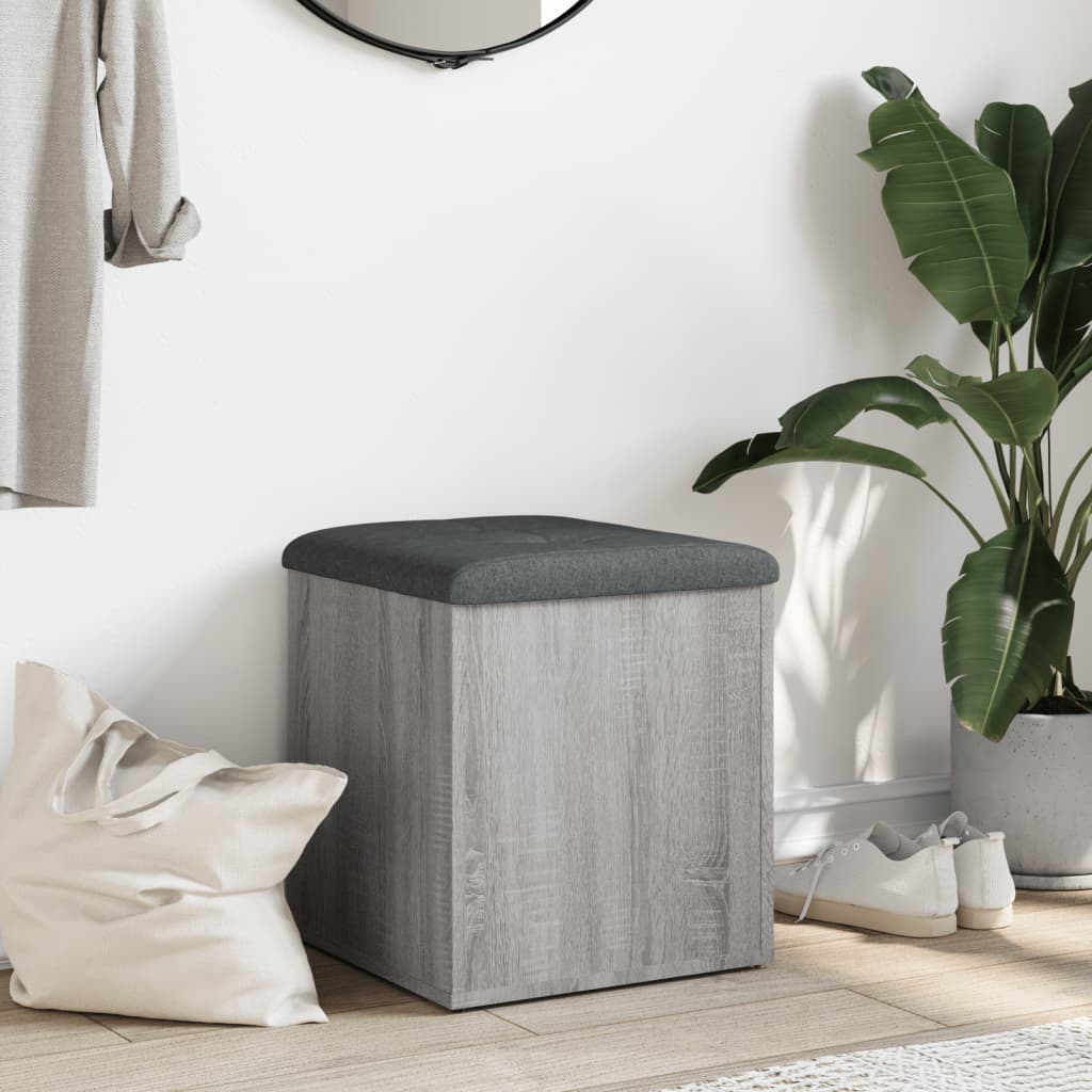 Panca Portaoggetti Grigio Sonoma 42x42x45 cm Legno Multistrato - homemem39