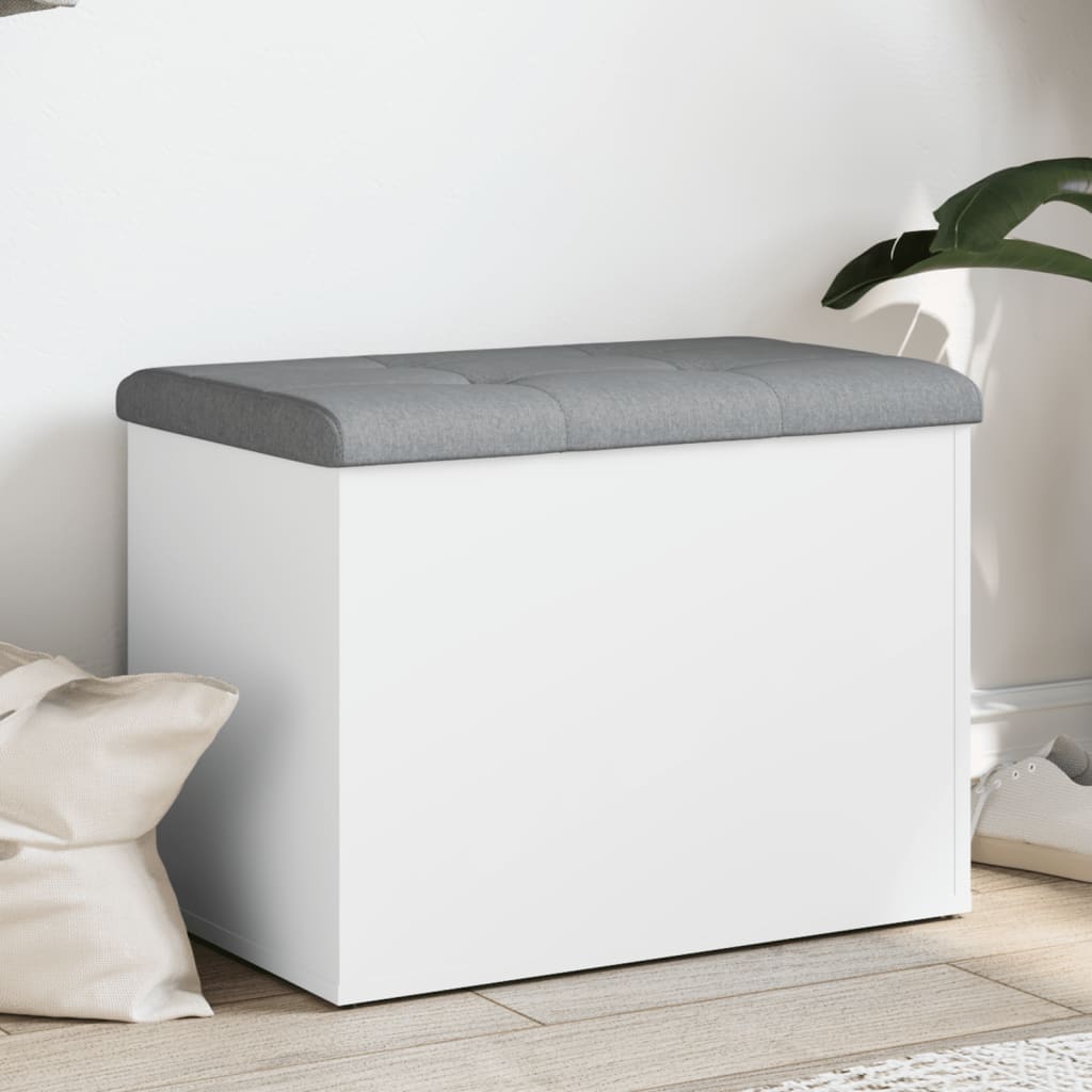 Panca contenitore bianca 62x42x45 cm in legno ingegnerizzato | homemem39