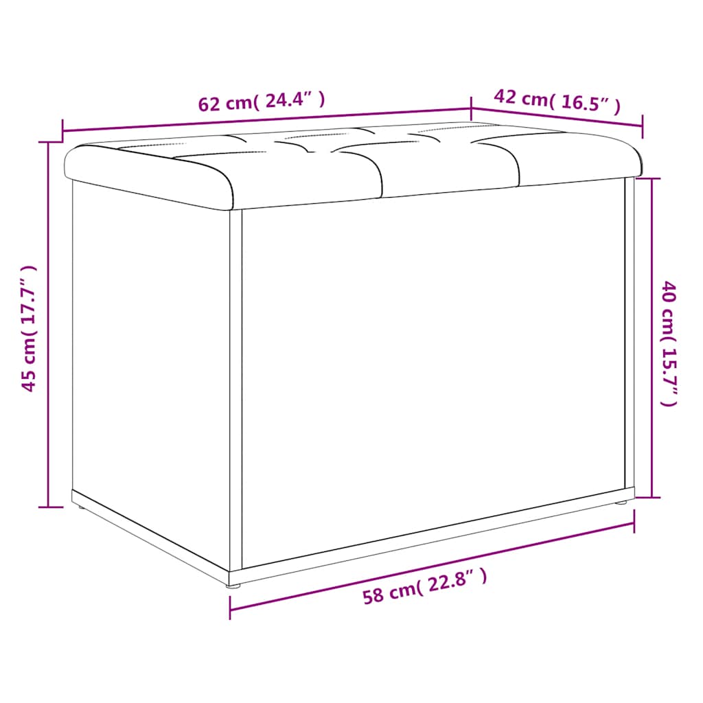 Panca Portaoggetti Grigio Cemento 62x42x45 cm Legno Multistrato | homemem39
