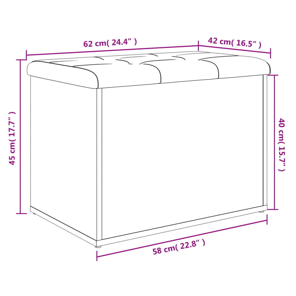 Panca Portaoggetti Grigio Sonoma 62x42x45 cm Legno Multistrato | homemem39