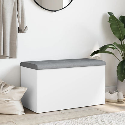 Panca contenitore bianca 82x42x45 cm in legno ingegnerizzato | homemem39