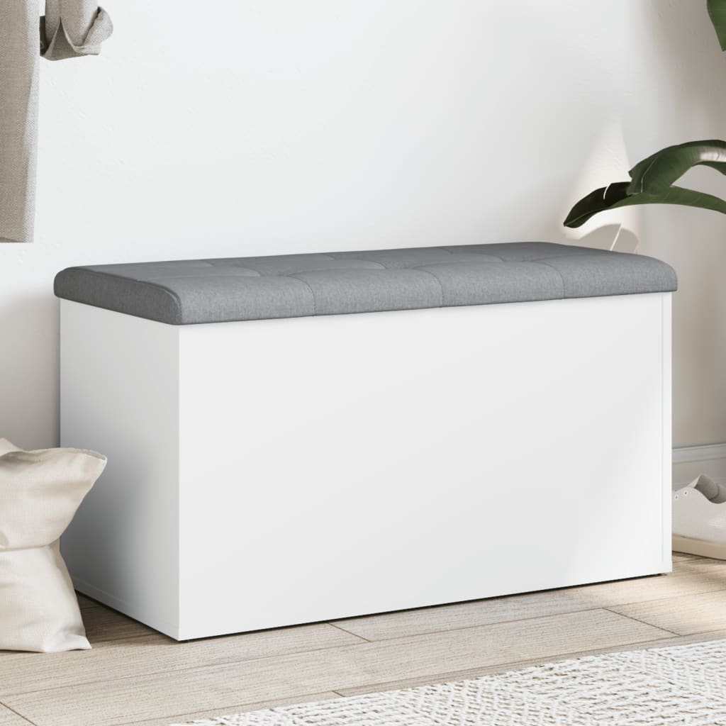 Panca contenitore bianca 82x42x45 cm in legno ingegnerizzato | homemem39