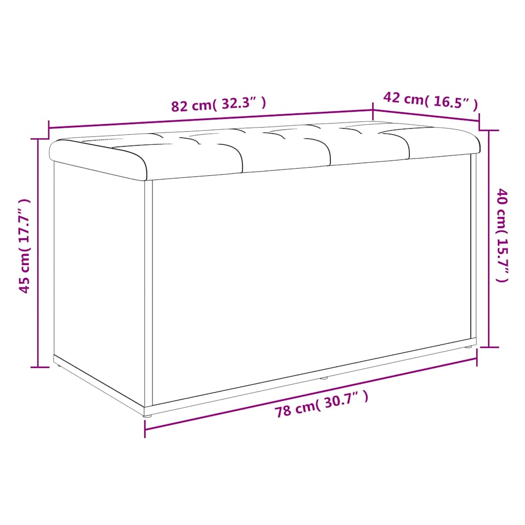 Panca contenitore in rovere Sonoma 82x42x45 cm in legno ingegnerizzato | homemem39