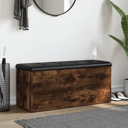 Panca Portaoggetti Rovere Fumo 102x42x45 cm Legno Multistrato