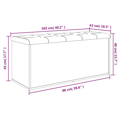 Panca Portaoggetti Rovere Fumo 102x42x45 cm Legno Multistrato | homemem39