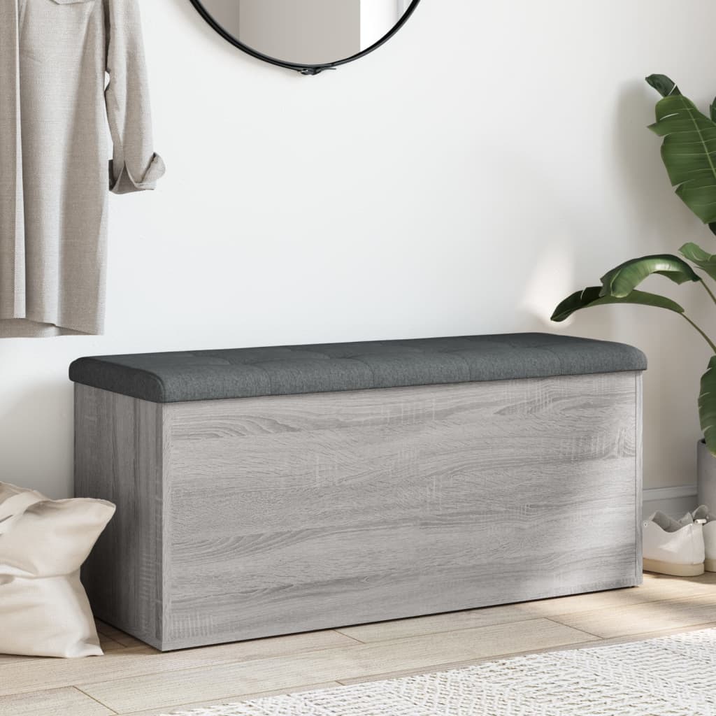 Panca Portaoggetti Grigio Sonoma 102x42x45 cm Legno Multistrato | homemem39