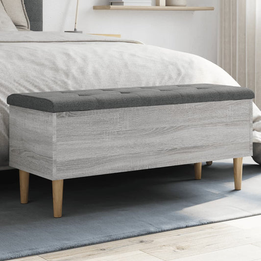 Panca Portaoggetti Grigio Sonoma 102x42x46 cm Legno Multistrato