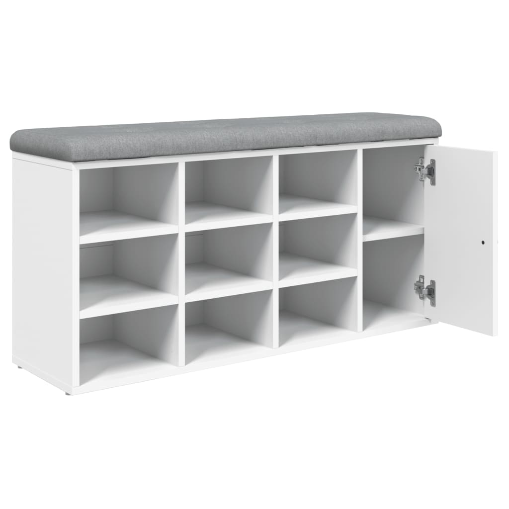Panca Porta Scarpe Bianca 102x32x50 cm in Legno Multistrato - homemem39