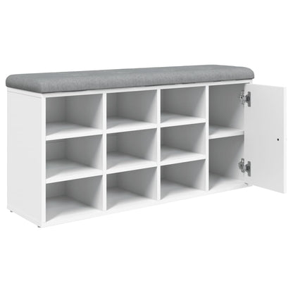 Panca Porta Scarpe Bianca 102x32x50 cm in Legno Multistrato - homemem39