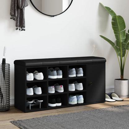 Panca Porta Scarpe Nera 102x32x50 cm in Legno Multistrato - homemem39