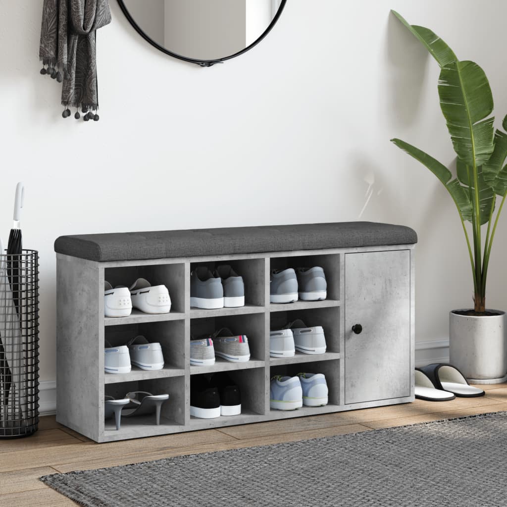 Panca Porta Scarpe Grigio Cemento 102x32x50cm Legno Multistrato | homemem39