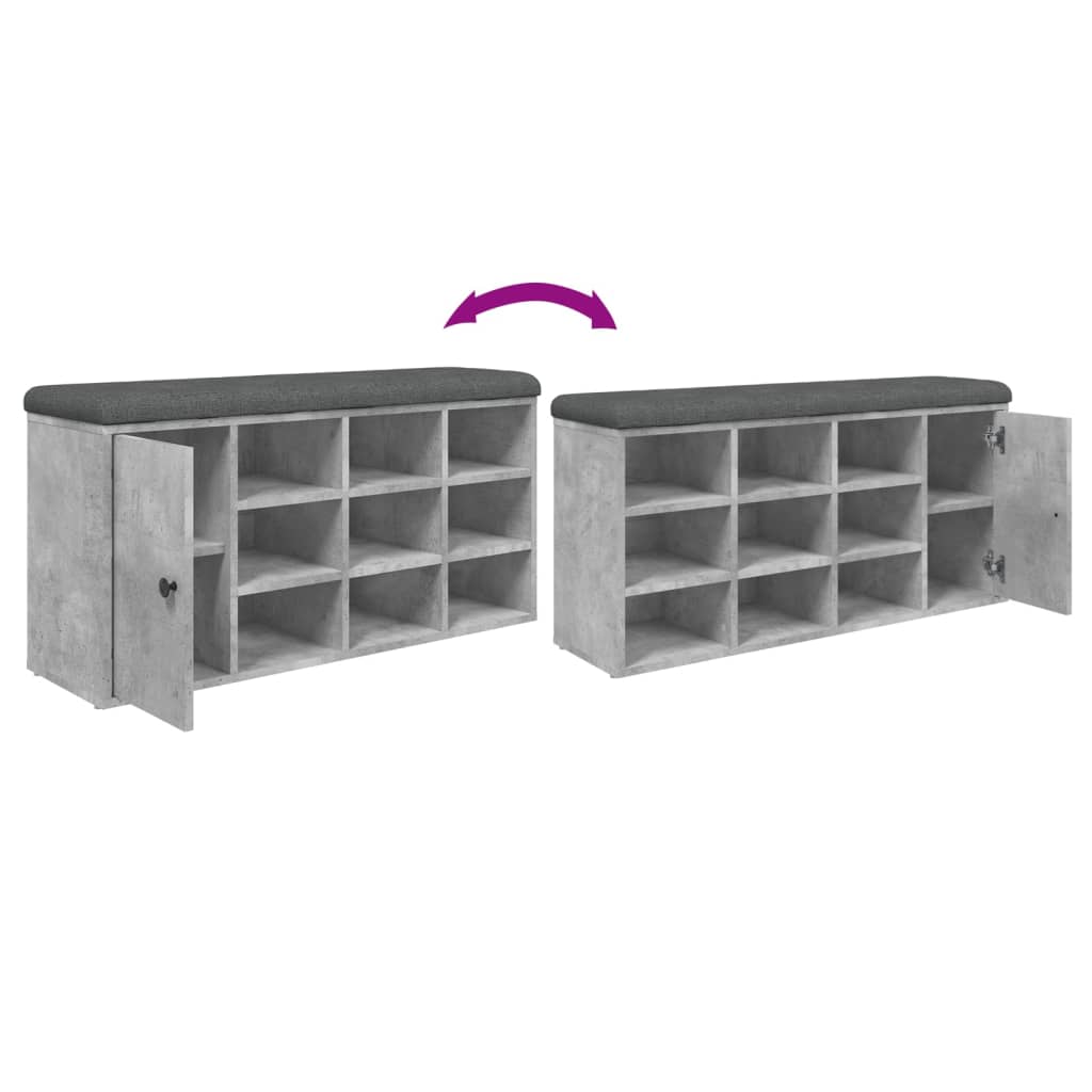 Panca Porta Scarpe Grigio Cemento 102x32x50cm Legno Multistrato | homemem39