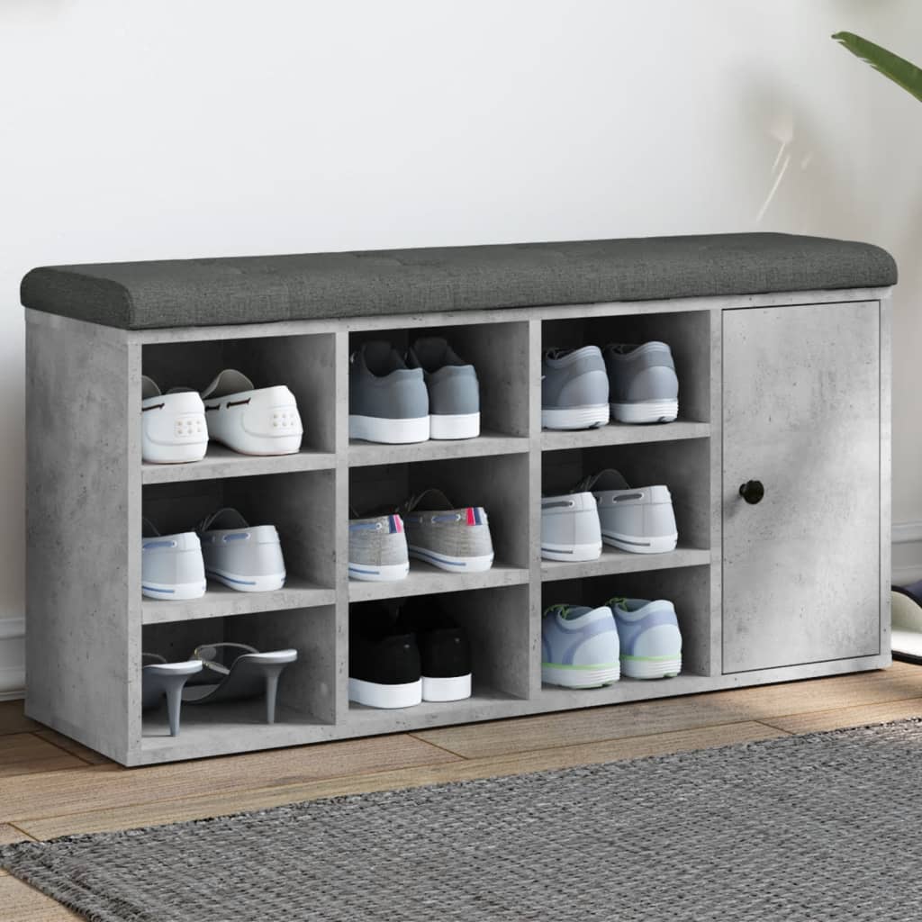 Panca Porta Scarpe Grigio Cemento 102x32x50cm Legno Multistrato | homemem39