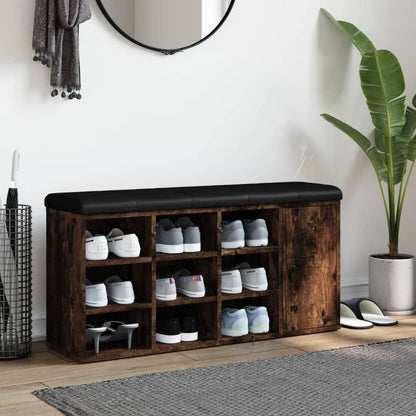 Panca Porta Scarpe Rovere Fumo 102x32x50 cm Legno Multistrato - homemem39