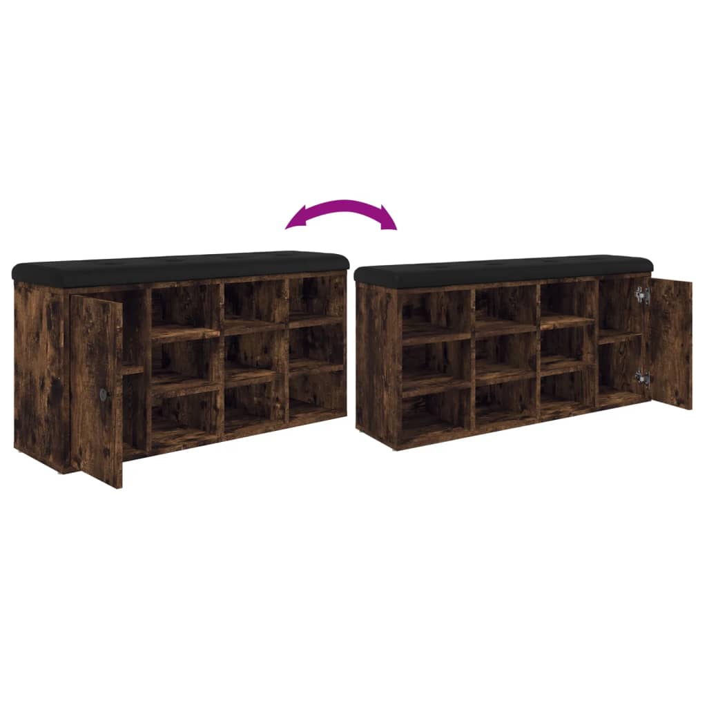 Panca Porta Scarpe Rovere Fumo 102x32x50 cm Legno Multistrato - homemem39