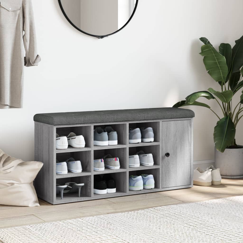 Panca Porta Scarpe Grigio Sonoma 102x32x50 cm Legno Multistrato | homemem39