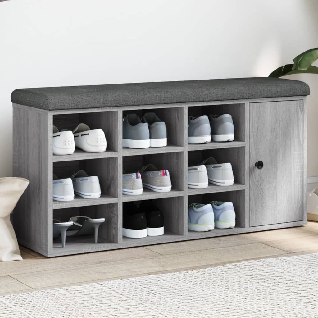 Panca Porta Scarpe Grigio Sonoma 102x32x50 cm Legno Multistrato | homemem39