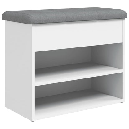 Panca Scarpiera Bianca 62x32x50 cm in Legno Massello di Argilla | homemem39
