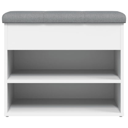 Panca Scarpiera Bianca 62x32x50 cm in Legno Massello di Argilla | homemem39
