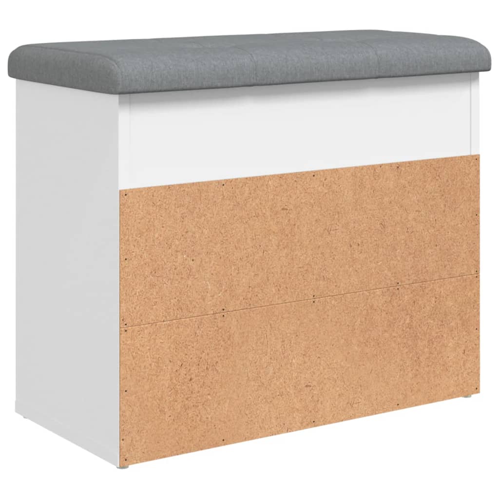 Panca Scarpiera Bianca 62x32x50 cm in Legno Massello di Argilla | homemem39