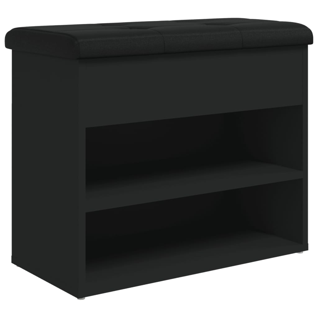 Panca Porta Scarpe Nera 62x32x50 cm in Legno Multistrato - homemem39