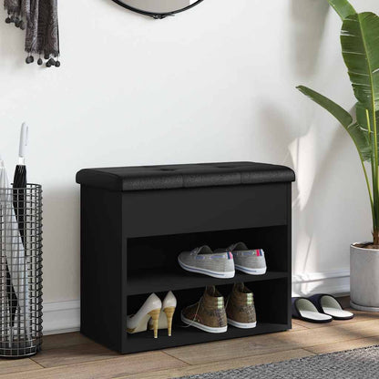 Panca Porta Scarpe Nera 62x32x50 cm in Legno Multistrato