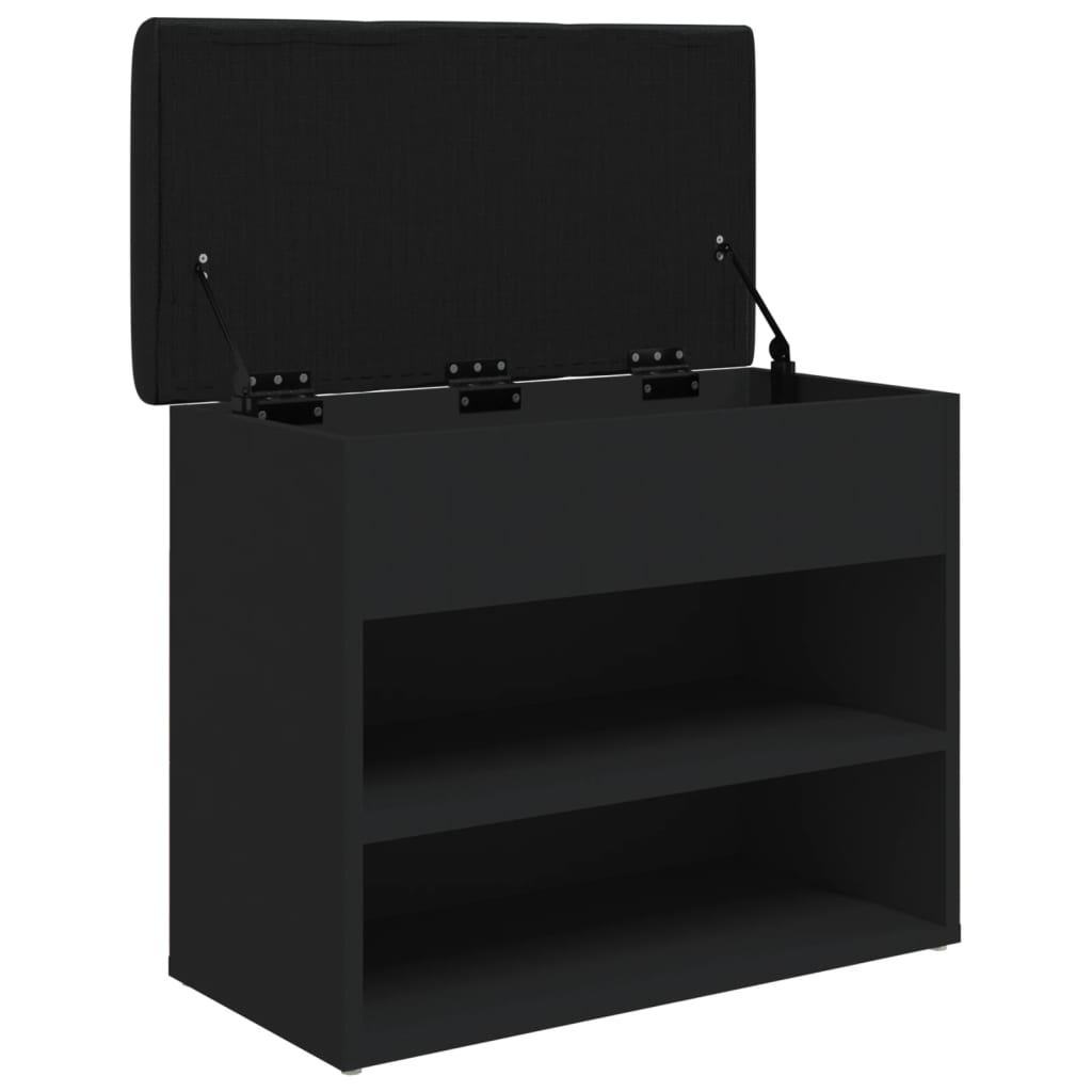 Panca Porta Scarpe Nera 62x32x50 cm in Legno Multistrato - homemem39