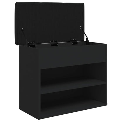 Panca Porta Scarpe Nera 62x32x50 cm in Legno Multistrato - homemem39