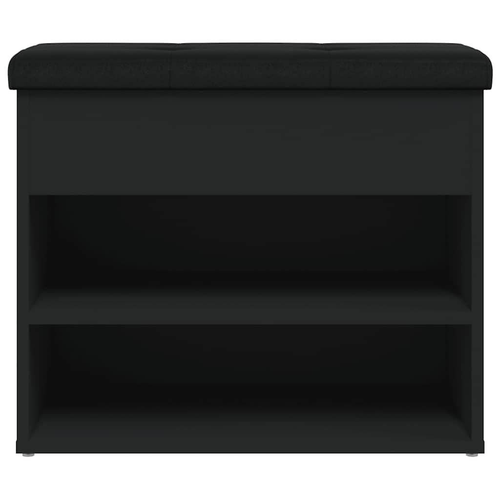 Panca Porta Scarpe Nera 62x32x50 cm in Legno Multistrato