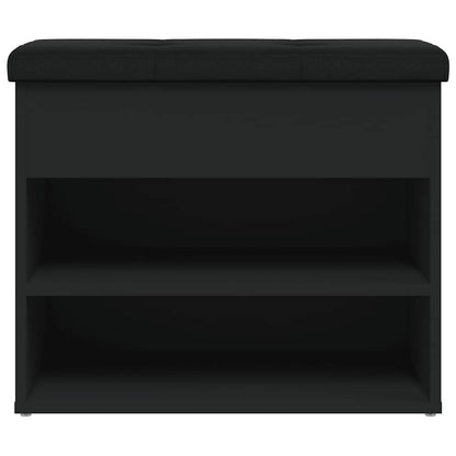 Panca Porta Scarpe Nera 62x32x50 cm in Legno Multistrato