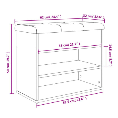 Panca Porta Scarpe Rovere Fumo 62x32x50 cm Legno Multistrato | homemem39